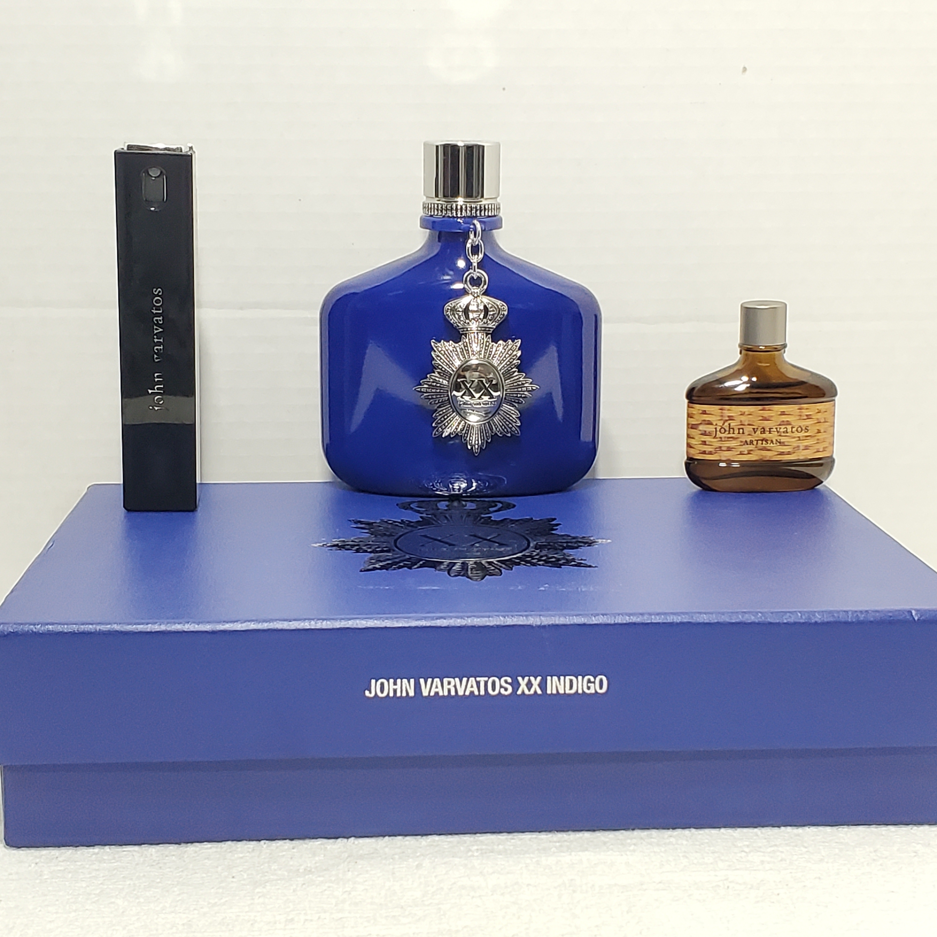 John Varvatos Xx Indiglo Mens 3 Piece Cologne Set Spray Splash 42 Oz Bottle